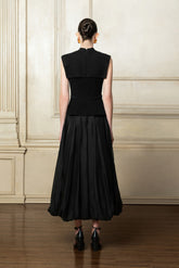 Structured A-Line Skirt with Voluminous Bubble Hem and Elegant Midaxi Length